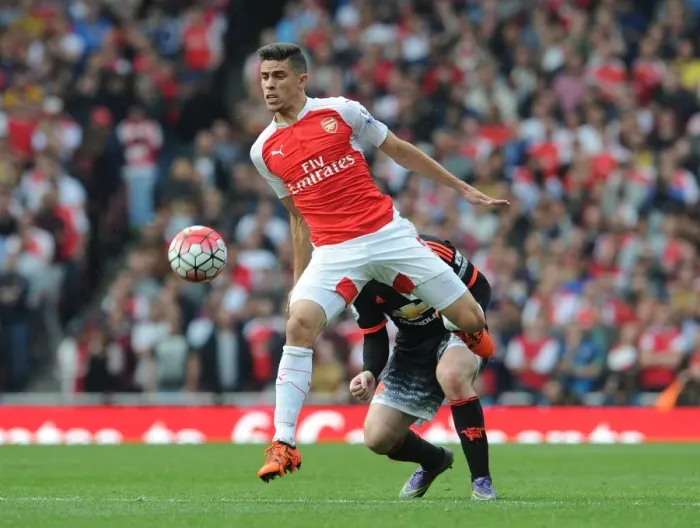Framed Print : Clash of Titans: Arsenal vs Manchester United (2015 / 16) - Gabriel in Action Framed Print : Clash of Titans: Arsenal vs Manchester United (2015 / 16) - Gabriel in Action