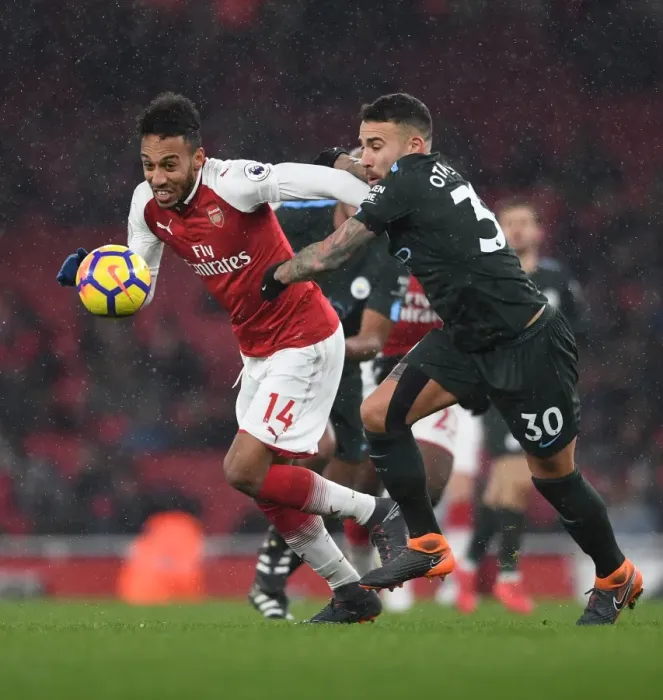 Framed Print : Clash of Titans: Aubameyang vs. Otamendi - Arsenal vs. Manchester City: A Battle of Football Giants (2017-18) Framed Print : Clash of Titans: Aubameyang vs. Otamendi - Arsenal vs. Manchester City: A Battle of Football Giants (2017-18)