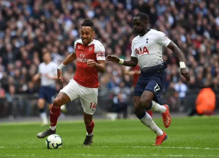Framed Print : Clash of Titans: Aubameyang vs. Sissoko - Tottenhotspur vs. Arsenal, Premier League