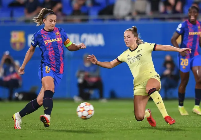 Framed Print : Clash of Titans: Barcelona vs. Arsenal Women's Champions League Showdown