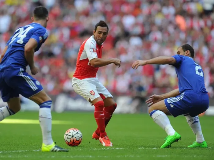 Framed Print : Clash of Titans: Cazorla vs. Cahill & Ivanovic - Arsenal vs. Chelsea FA Community Shield 2015-16