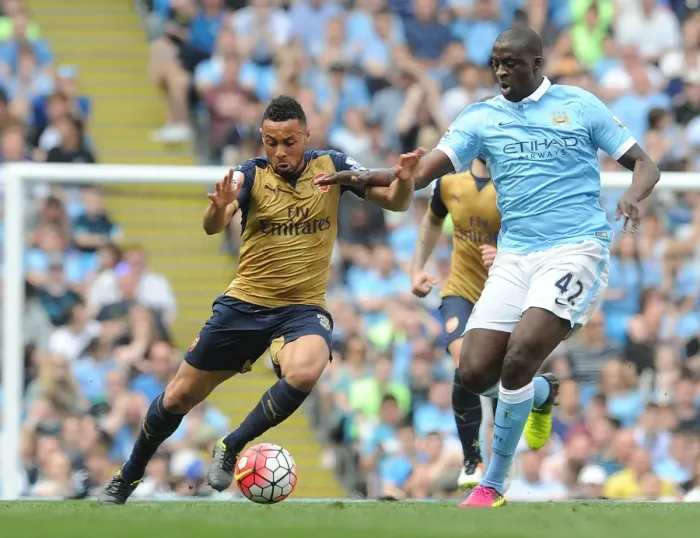 Framed Print : Clash of Titans: Coquelin vs. Toure - Premier League Showdown, Manchester City vs. Arsenal (2015-16)