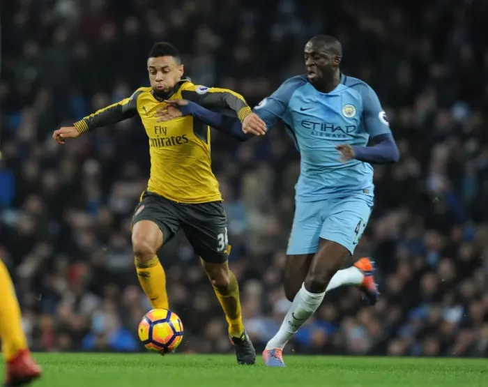 Framed Print : Clash of Titans: Coquelin vs. Yaya Toure - Manchester City vs. Arsenal, Premier League 2016-17 Framed Print : Clash of Titans: Coquelin vs. Yaya Toure - Manchester City vs. Arsenal, Premier League 2016-17