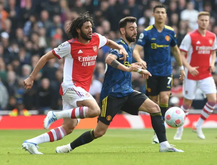 Framed Print : Clash of Titans: Elneny vs Fernandes - Arsenal vs Manchester United, Premier League 2021-22