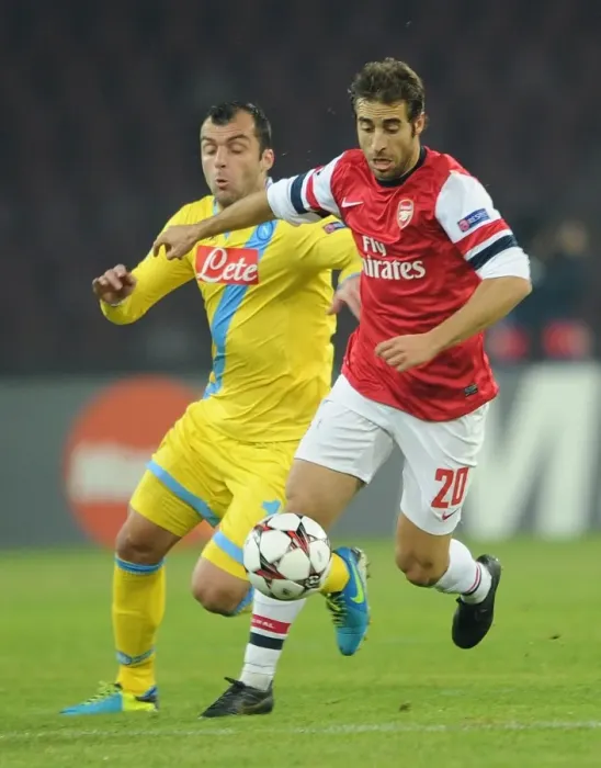 Framed Print : Clash of Titans: Flamini vs. Pandev - Napoli vs. Arsenal, UEFA Champions League, 2013