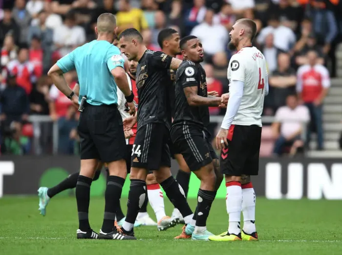 Framed Print : Clash of Titans: Gabriel Jesus vs. Lyanco in Southampton v Arsenal Premier League Showdown