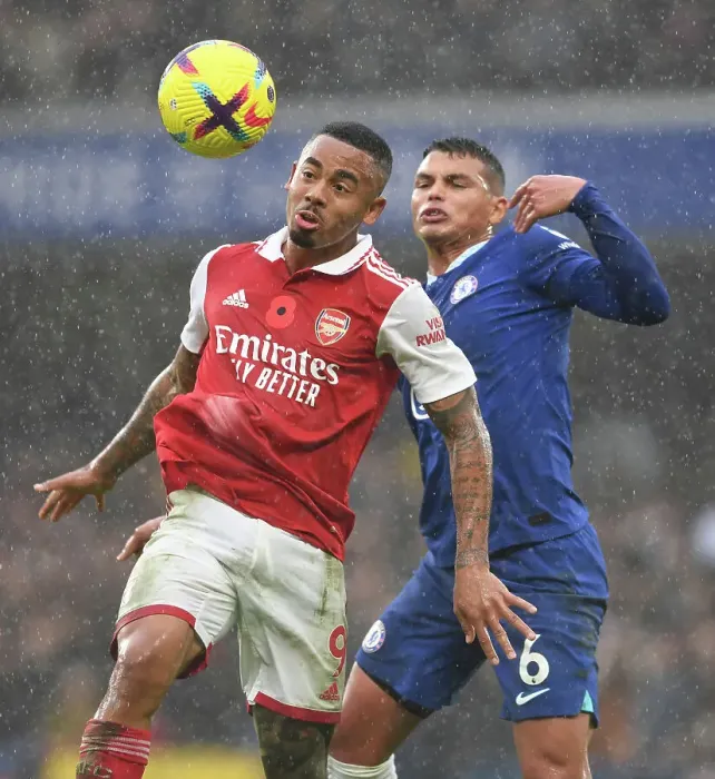 Framed Print : Clash of Titans: Gabriel Jesus vs. Thiago Silva - Chelsea vs. Arsenal, Premier League 2022-23