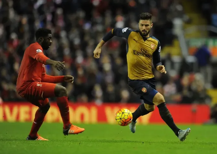 Framed Print : Clash of Titans: Giroud vs. Toure - Liverpool vs. Arsenal, Premier League Showdown (2015-16)