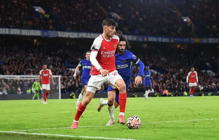 Framed Print : Clash of Titans: Havertz vs. Cucurella - Premier League Showdown: Chelsea vs. Arsenal, 2023-24 Framed Print : Clash of Titans: Havertz vs. Cucurella - Premier League Showdown: Chelsea vs. Arsenal, 2023-24