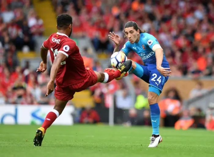 Framed Print : Clash of Titans: Hector Bellerin vs Joe Gomez - Liverpool vs Arsenal, Premier League 2017-18