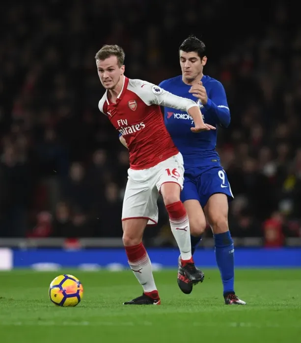 Framed Print : Clash of Titans: Holding vs Morata - Arsenal vs Chelsea Showdown (2017-18)