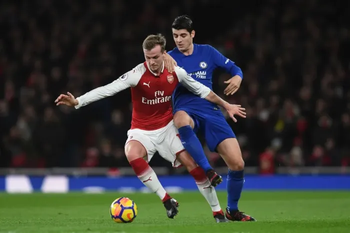 Framed Print : Clash of Titans: Holding vs Morata - Arsenal vs Chelsea Showdown (2017-18)