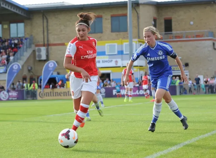 Framed Print : Clash of Titans: Jade Bailey vs. Gilly Flaherty - Chelsea Ladies vs. Arsenal Ladies WSL Showdown