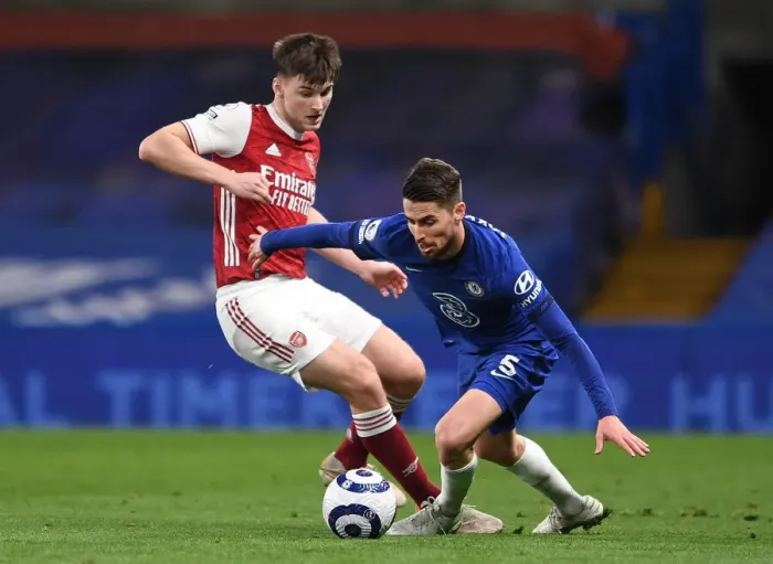 Framed Print : Clash of Titans: Kieran Tierney vs. Jorginho - Arsenal vs. Chelsea, Premier League 2020-21 (Behind Closed Doors) Framed Print : Clash of Titans: Kieran Tierney vs. Jorginho - Arsenal vs. Chelsea, Premier League 2020-21 (Behind Closed Doors)