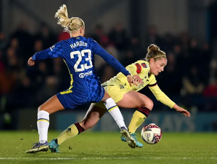 Framed Print : Clash of Titans: Kim Little vs. Pernille Harder - Chelsea Women vs. Arsenal Women, FA Womens Super League