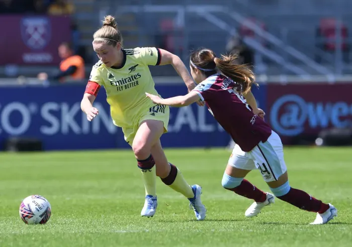 Framed Print : Clash of Titans: Kim Little vs. Yui Hasegawa - West Ham United Women vs. Arsenal Women, FA Womens Super League Framed Print : Clash of Titans: Kim Little vs. Yui Hasegawa - West Ham United Women vs. Arsenal Women, FA Womens Super League