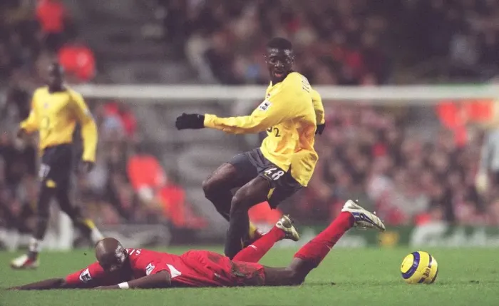 Framed Print : Clash of Titans: Kolo Toure vs. Momo Sissoko - Liverpool's 1-0 Victory over Arsenal, FA Premiership, 2006