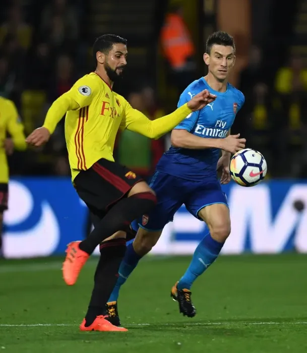 Framed Print : Clash of Titans: Koscielny vs Britos in the Premier League Battle between Watford and Arsenal Framed Print : Clash of Titans: Koscielny vs Britos in the Premier League Battle between Watford and Arsenal
