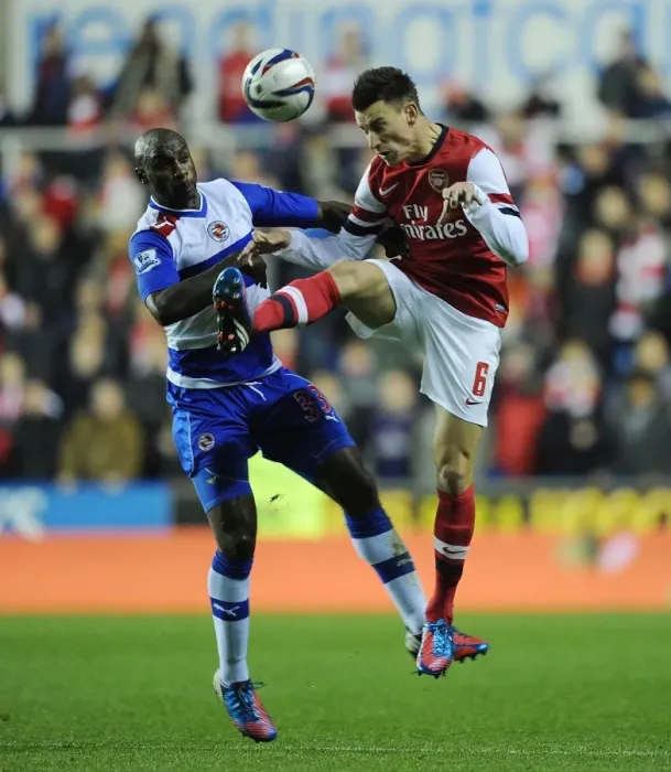 Framed Print : Clash of Titans: Koscielny vs Roberts in the Capital One Cup