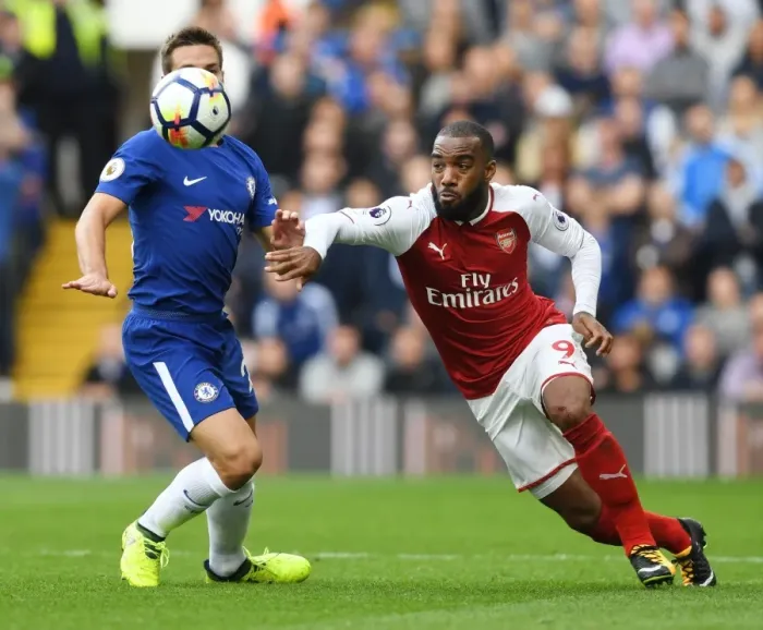Framed Print : Clash of Titans: Lacazette vs Azpilicueta - Premier League Battle Framed Print : Clash of Titans: Lacazette vs Azpilicueta - Premier League Battle
