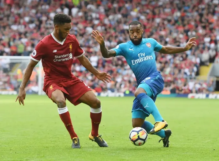 Framed Print : Clash of Titans: Lacazette vs. Gomez - Premier League Showdown: Liverpool vs. Arsenal Framed Print : Clash of Titans: Lacazette vs. Gomez - Premier League Showdown: Liverpool vs. Arsenal