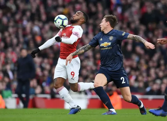 Framed Print : Clash of Titans: Lacazette vs. Lindelof - Arsenal vs. Manchester United (2018-19)