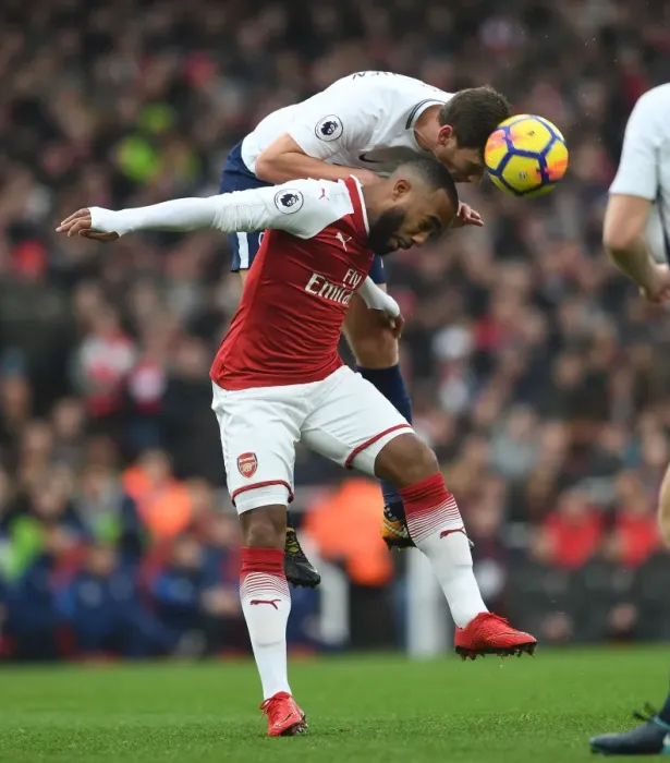 Framed Print : Clash of Titans: Lacazette vs Vertonghen in the North London Derby