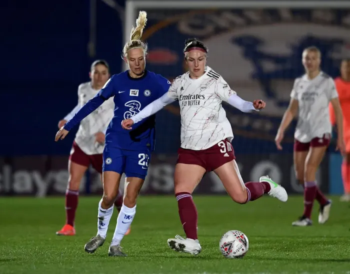 Framed Print : Clash of Titans: Lotte Wubben-Moy vs. Pernille Harder - Chelsea Women vs. Arsenal Women, FA WSL