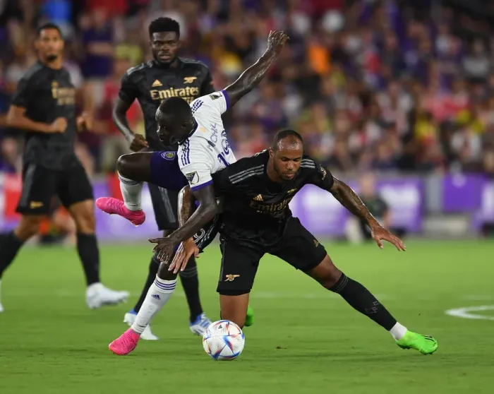 Framed Print : Clash of Titans: Maglhaes vs. Michael - Arsenal's Pre-Season Showdown with Orlando City SC Framed Print : Clash of Titans: Maglhaes vs. Michael - Arsenal's Pre-Season Showdown with Orlando City SC
