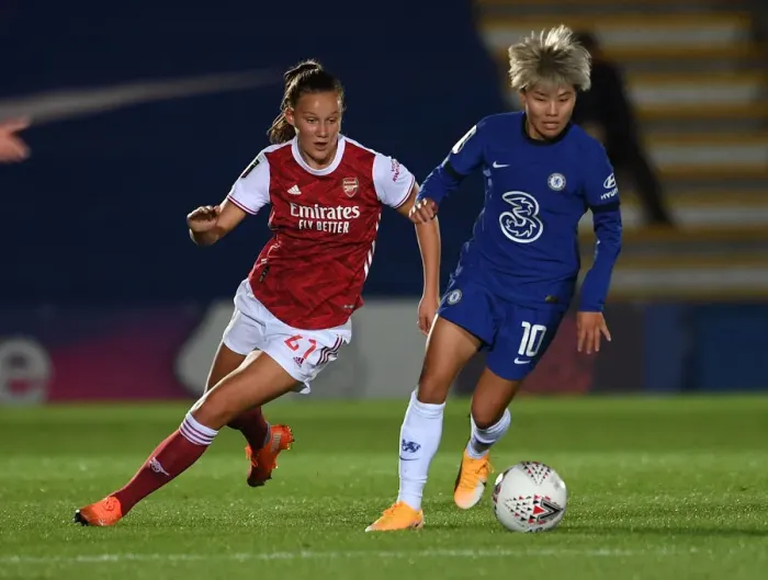Framed Print : Clash of Titans: Malin Gut vs So-Yun Ji in Chelsea Women vs Arsenal Women Continental Cup Showdown Framed Print : Clash of Titans: Malin Gut vs So-Yun Ji in Chelsea Women vs Arsenal Women Continental Cup Showdown