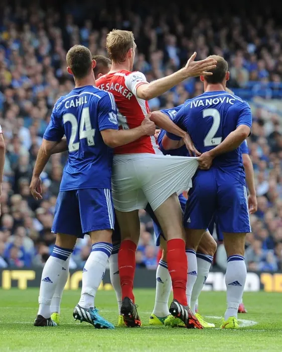 Framed Print : Clash of Titans: Mertesacker vs. Cahill & Ivanovic - Chelsea vs. Arsenal, Premier League 2014-15 Framed Print : Clash of Titans: Mertesacker vs. Cahill & Ivanovic - Chelsea vs. Arsenal, Premier League 2014-15