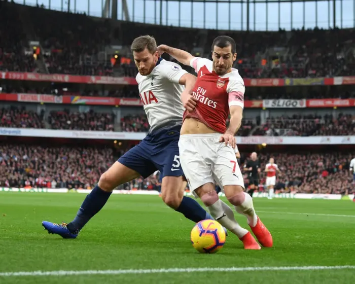 Framed Print : Clash of Titans: Mkhitaryan vs Vertonghen - Arsenal vs Tottenham, Premier League 2018-19