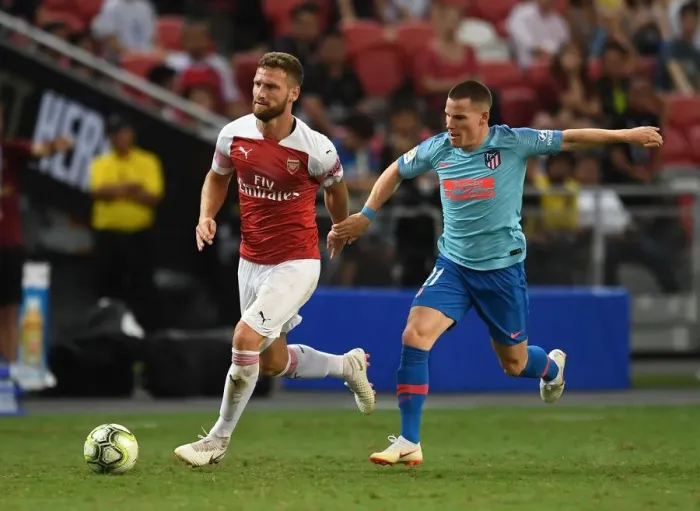 Framed Print : Clash of Titans: Mustafi vs. Gameiro - Arsenal vs. Atletico Madrid, International Champions Cup 2018 Framed Print : Clash of Titans: Mustafi vs. Gameiro - Arsenal vs. Atletico Madrid, International Champions Cup 2018