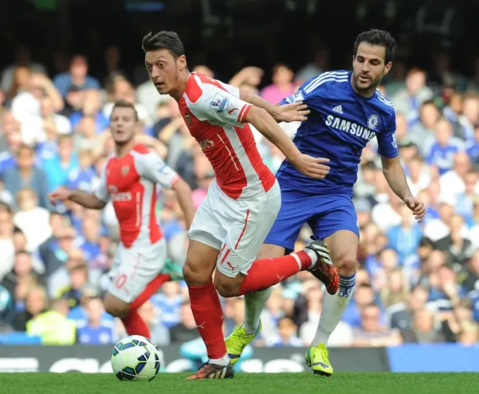 Framed Print : Clash of Titans: Ozil vs. Fabregas - Chelsea vs. Arsenal, Premier League 2014-15