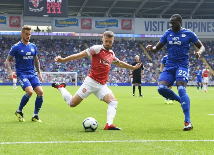 Framed Print : Clash of Titans: Ramsey vs. Bamba - Cardiff City vs. Arsenal, Premier League 2018-19