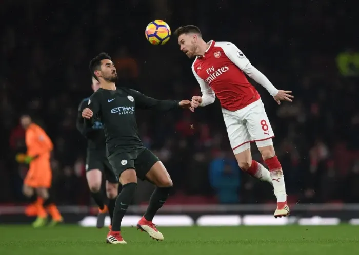 Framed Print : Clash of Titans: Ramsey vs. Gundogan - Arsenal vs. Manchester City, Premier League Framed Print : Clash of Titans: Ramsey vs. Gundogan - Arsenal vs. Manchester City, Premier League