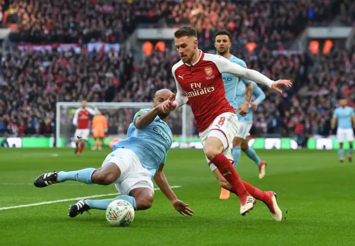 Framed Print : Clash of Titans: Ramsey vs. Kompany - Arsenal vs. Manchester City Carabao Cup Final