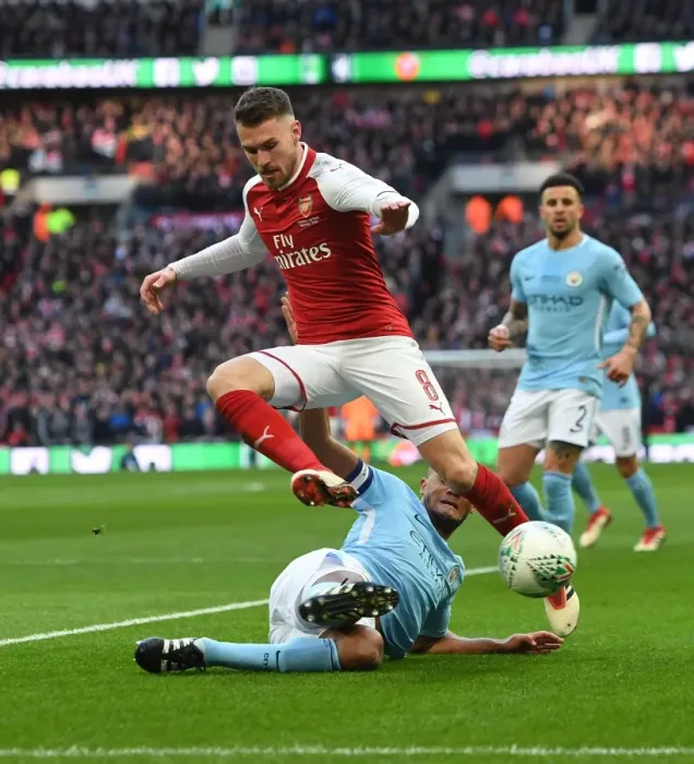 Framed Print : Clash of Titans: Ramsey vs. Kompany - Arsenal vs. Manchester City Carabao Cup Final