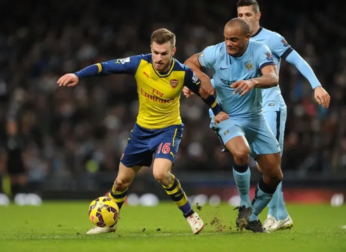 Framed Print : Clash of Titans: Ramsey vs. Kompany - Manchester City vs. Arsenal, Premier League, 2014-15 Framed Print : Clash of Titans: Ramsey vs. Kompany - Manchester City vs. Arsenal, Premier League, 2014-15