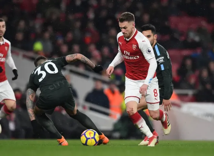 Framed Print : Clash of Titans: Ramsey vs. Otamendi - Arsenal vs. Manchester City, Premier League Framed Print : Clash of Titans: Ramsey vs. Otamendi - Arsenal vs. Manchester City, Premier League