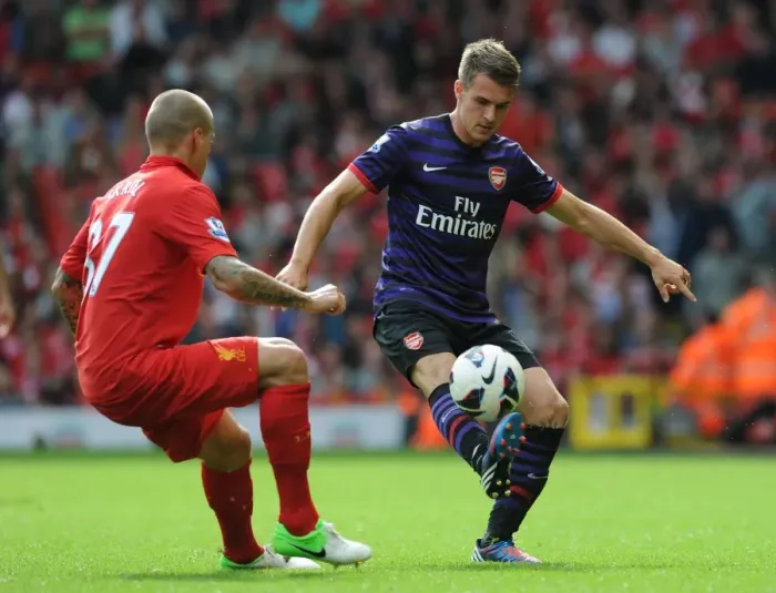Framed Print : Clash of Titans: Ramsey vs. Skrtel - Liverpool vs. Arsenal, Premier League 2012-13 Framed Print : Clash of Titans: Ramsey vs. Skrtel - Liverpool vs. Arsenal, Premier League 2012-13
