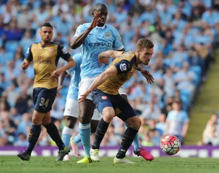 Framed Print : Clash of the Titans: Ramsey vs Toure, Manchester City vs Arsenal, Premier League 2015-16 Framed Print : Clash of the Titans: Ramsey vs Toure, Manchester City vs Arsenal, Premier League 2015-16