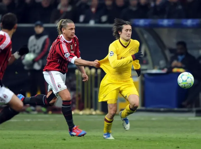 Framed Print : Clash of Titans: Rosicky vs Mexes - AC Milan vs Arsenal FC, UEFA Champions League 2012