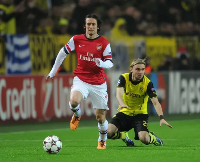 Framed Print : Clash of Titans: Rosicky vs. Schmelzer - Borussia Dortmund vs. Arsenal, UEFA Champions League, 2013