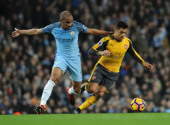 Framed Print : Clash of Titans: Sanchez vs. Fernandinho - Manchester City vs. Arsenal, Premier League, 2016 Framed Print : Clash of Titans: Sanchez vs. Fernandinho - Manchester City vs. Arsenal, Premier League, 2016