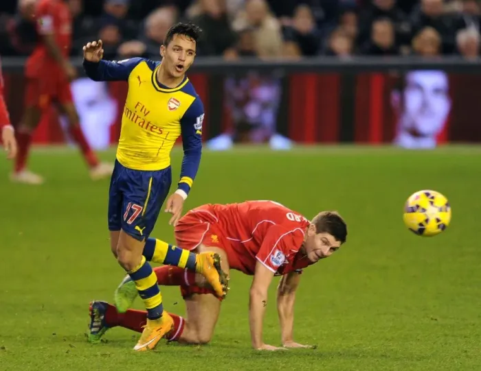 Framed Print : Clash of Titans: Sanchez vs. Gerrard - Liverpool vs. Arsenal, Premier League, 2014 Framed Print : Clash of Titans: Sanchez vs. Gerrard - Liverpool vs. Arsenal, Premier League, 2014