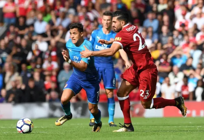 Framed Print : Clash of Titans: Sanchez vs. Can - Liverpool vs. Arsenal, Premier League 2017-18