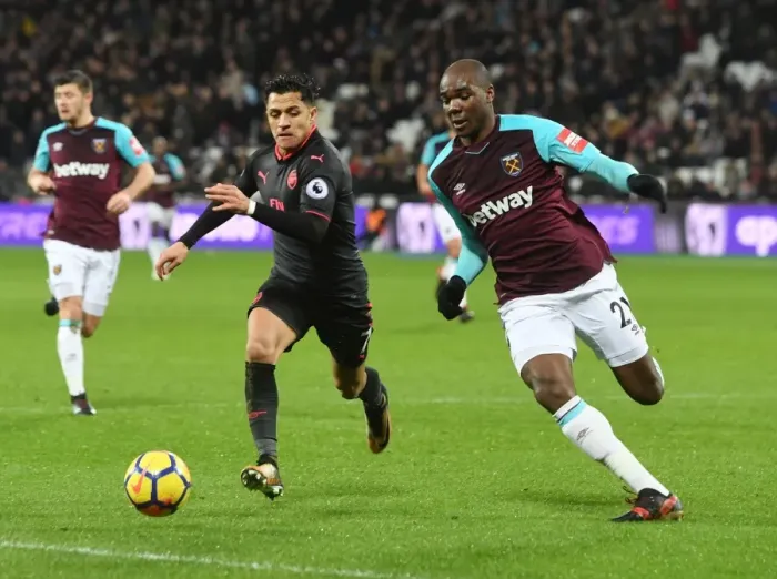 Framed Print : Clash of Titans: Sanchez vs Ogbonna - West Ham United vs Arsenal, Premier League 2017-18