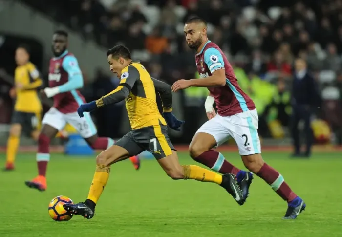 Framed Print : Clash of Titans: Sanchez vs. Reid - West Ham United vs. Arsenal, Premier League, 2016