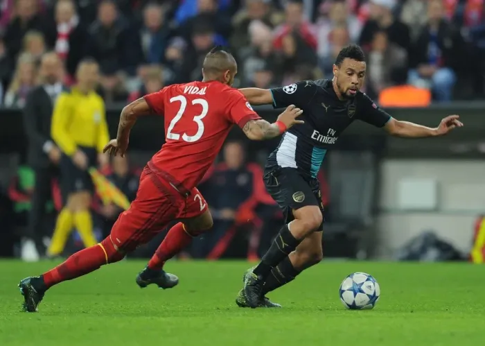 Framed Print : Clash of Titans: Sanchez vs. Vidal - Arsenal's Star Forward vs. Bayern's Midfield Maestro in the UEFA Champions League Showdown Framed Print : Clash of Titans: Sanchez vs. Vidal - Arsenal's Star Forward vs. Bayern's Midfield Maestro in the UEFA Champions League Showdown